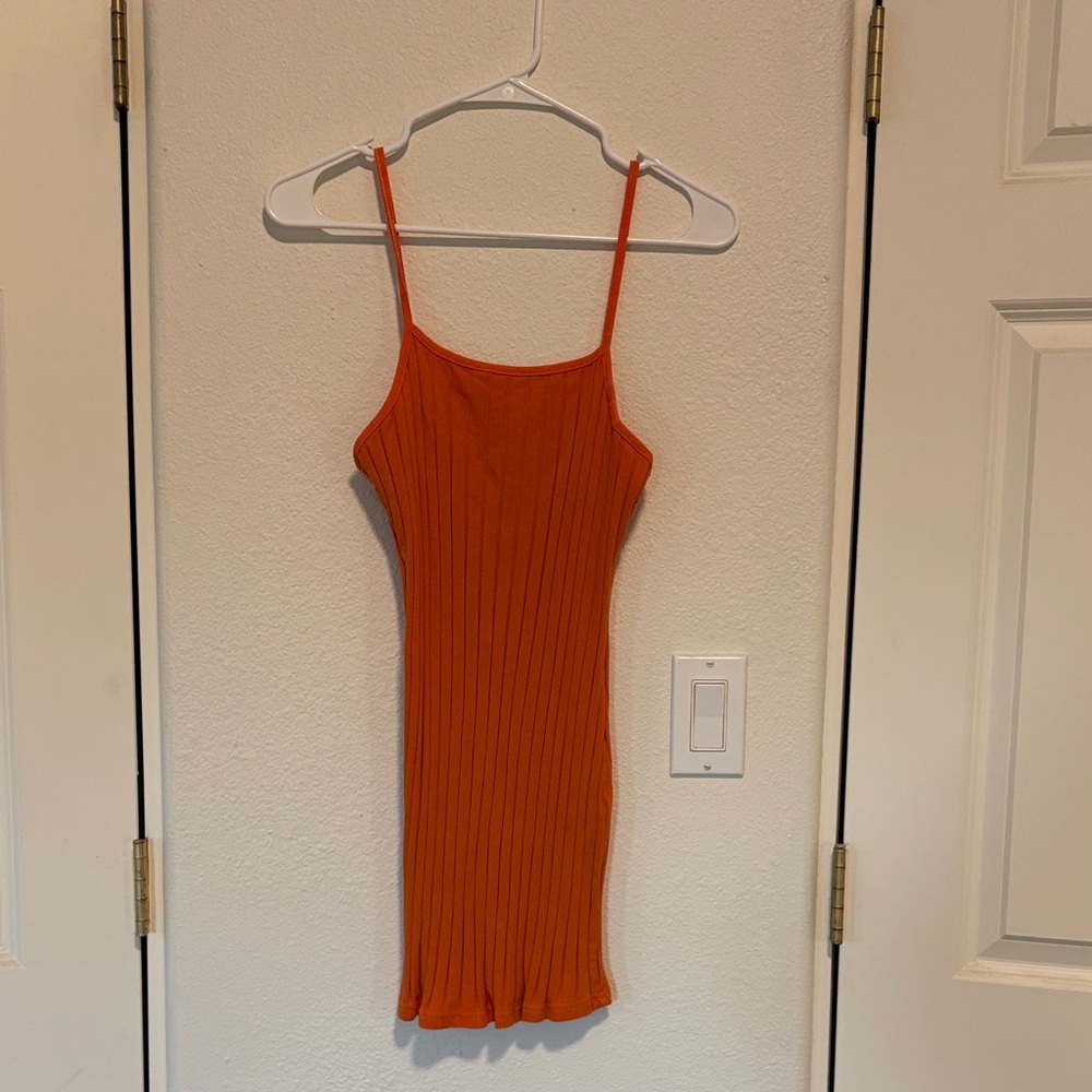 SHEIN Vibrant Orange Ribbed Dress